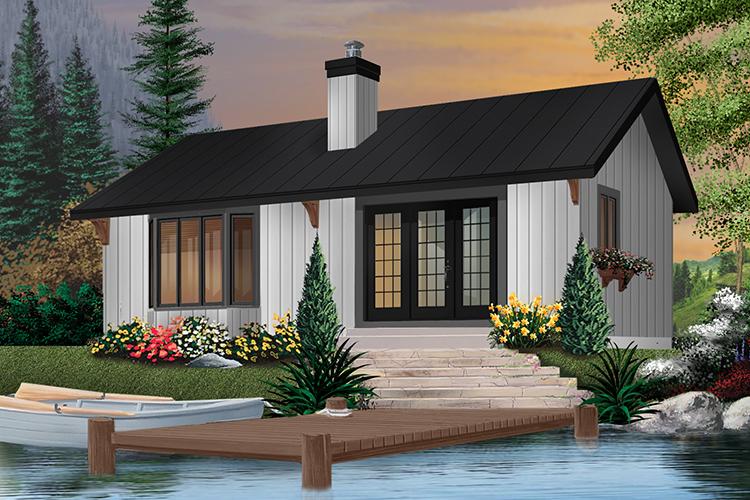 Lake Front Plan: 874 Square Feet, 2 Bedrooms, 1 Bathroom - 034-00528