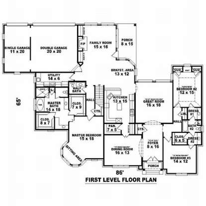 Floorplan 1 for House Plan #053-02133