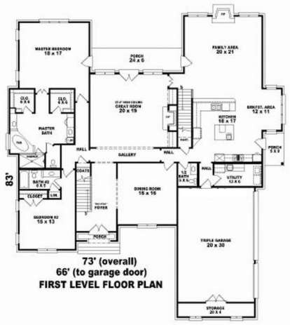 Floorplan 1 for House Plan #053-02166