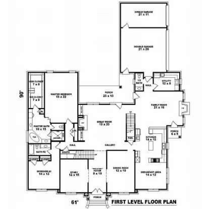 Floorplan 1 for House Plan #053-02176