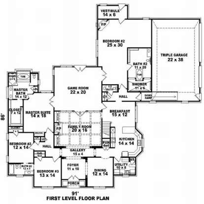 Floorplan 1 for House Plan #053-02239
