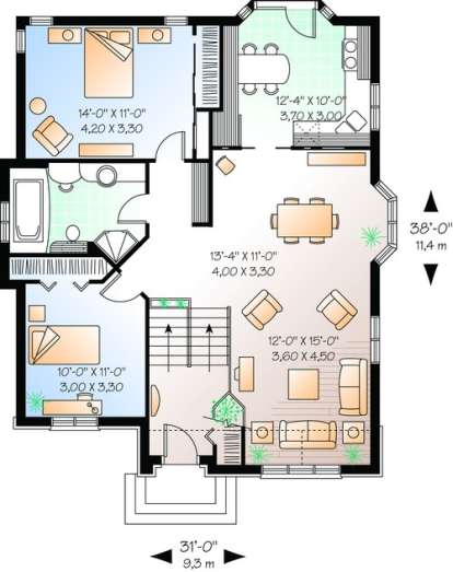 Floorplan 1 for House Plan #034-00323