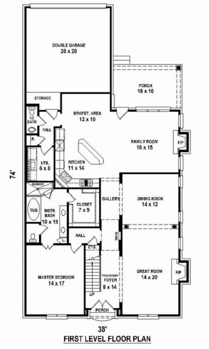 Floorplan 1 for House Plan #053-02372