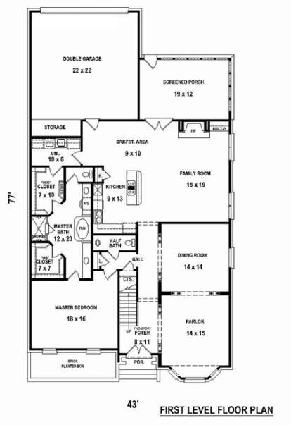Floorplan 1 for House Plan #053-02380