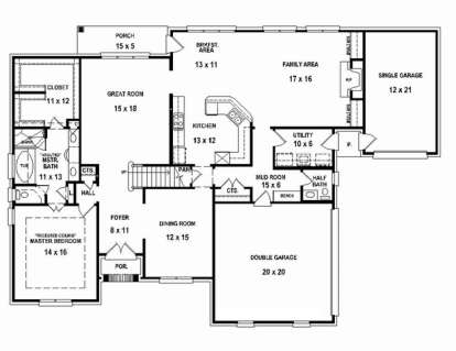 Floorplan 1 for House Plan #053-02421