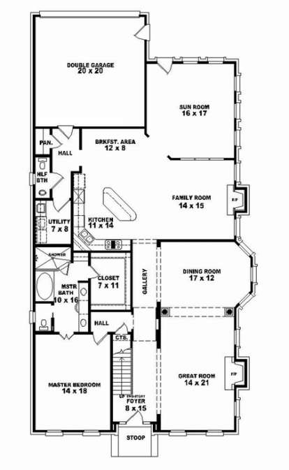 Floorplan 1 for House Plan #053-02462