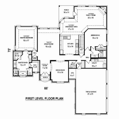Floorplan 1 for House Plan #053-02497