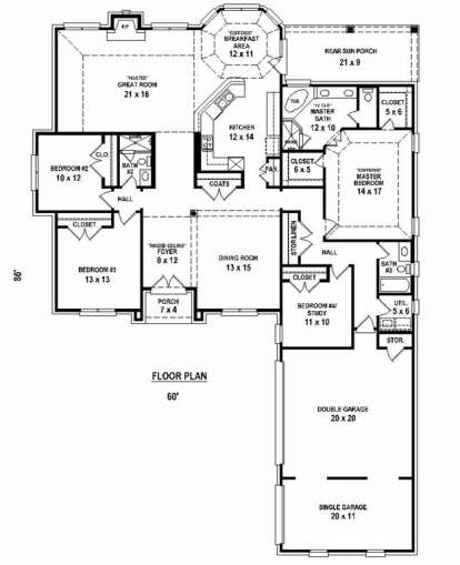 Floorplan 1 for House Plan #053-02499