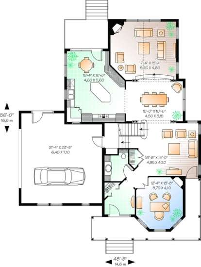 Floorplan 1 for House Plan #034-00830