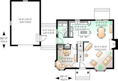 Floorplan 1 for House Plan #034-00923