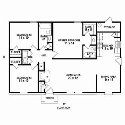 Floorplan 1 for House Plan #053-02582