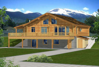 Log House Plan #039-00039 Elevation Photo