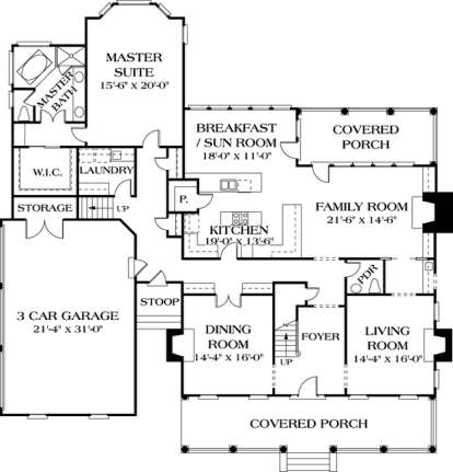 Floorplan 1 for House Plan #3323-00399