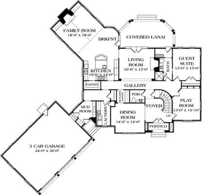 Floorplan 1 for House Plan #3323-00476