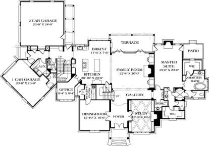 Floorplan 1 for House Plan #3323-00500
