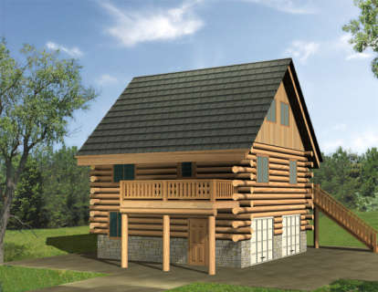 Log House Plan #039-00075 Elevation Photo