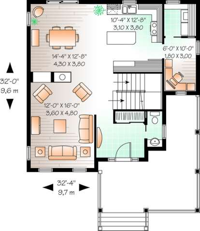 Floorplan 1 for House Plan #034-00994