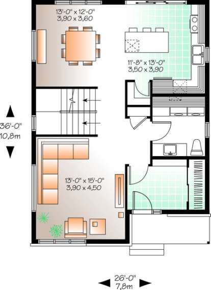 Floorplan 1 for House Plan #034-00999