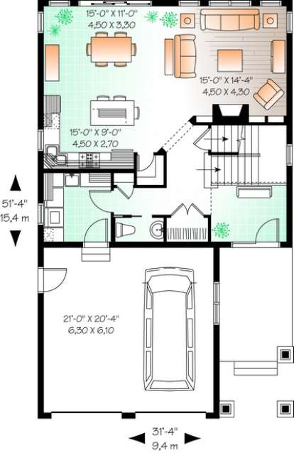 Floorplan 1 for House Plan #034-01037