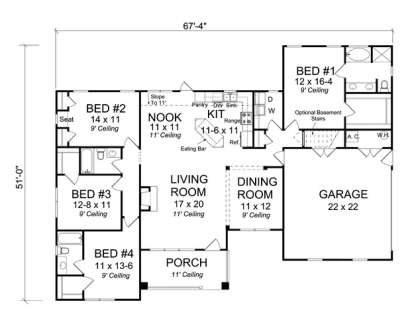 Floorplan 1 for House Plan #4848-00039