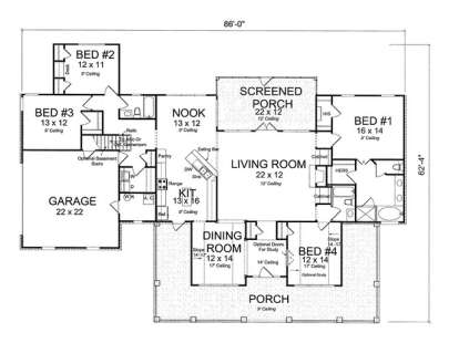 Floorplan 1 for House Plan #4848-00072