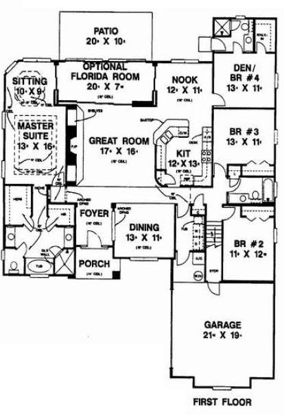 Floorplan 1 for House Plan #4766-00094