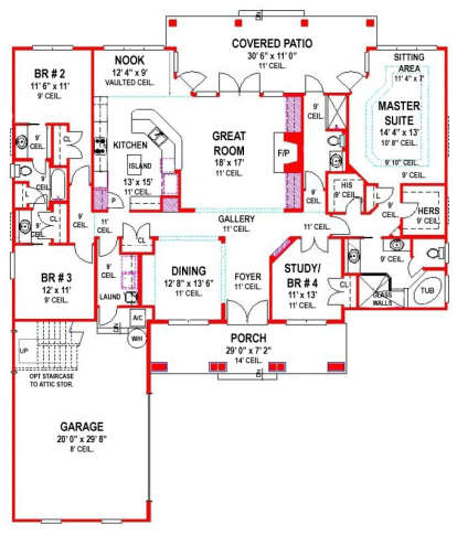 Floorplan 1 for House Plan #4766-00168