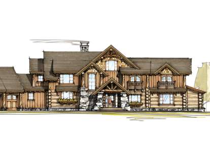 Mountain Rustic House Plan #8504-00018 Elevation Photo