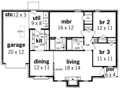 Floorplan 1 for House Plan #048-00030