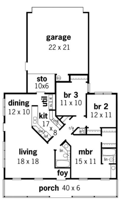 Floorplan 1 for House Plan #048-00040