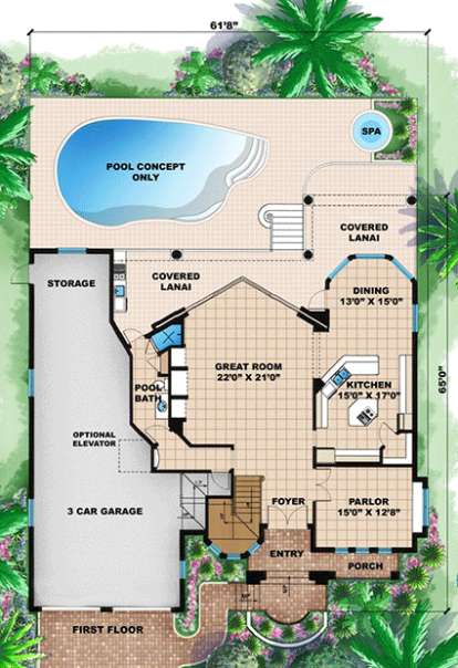Floorplan 1 for House Plan #1018-00073