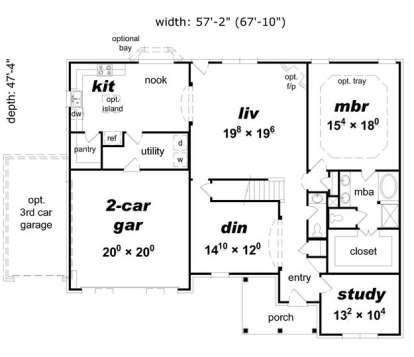 Floorplan 1 for House Plan #3367-00027