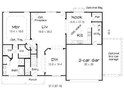 Floorplan 1 for House Plan #3367-00030