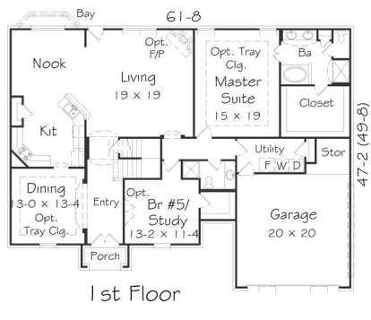 Floorplan 1 for House Plan #3367-00031