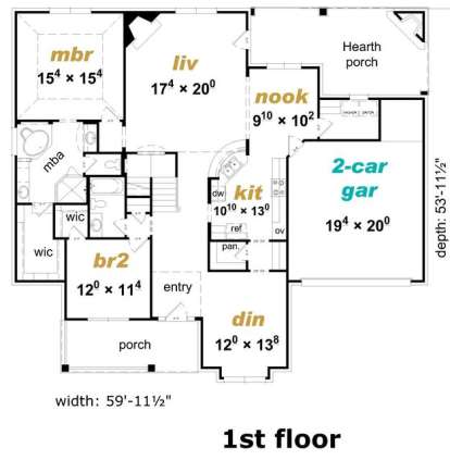 Floorplan 1 for House Plan #3367-00042
