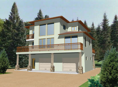 Mid Century Modern House Plan #039-00301 Elevation Photo