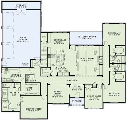 Floorplan 1 for House Plan #110-00995