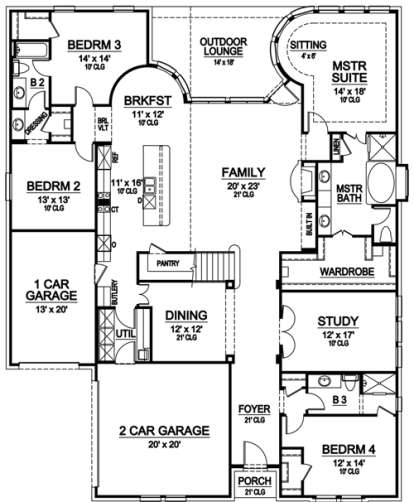 Floorplan 1 for House Plan #5445-00095