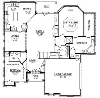 Floorplan 1 for House Plan #5445-00148