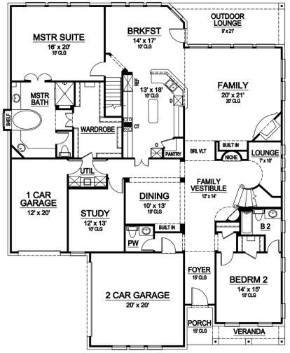 Floorplan 1 for House Plan #5445-00174