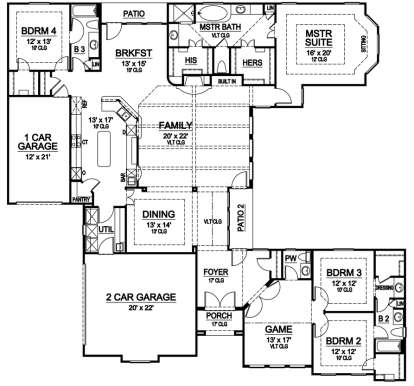 Floorplan 1 for House Plan #5445-00201