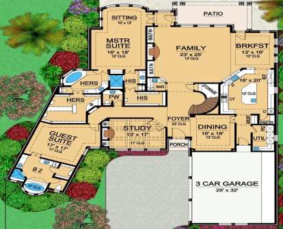 Floorplan 1 for House Plan #5445-00205