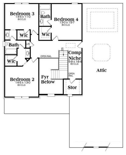 Second Floor for House Plan #009-00240