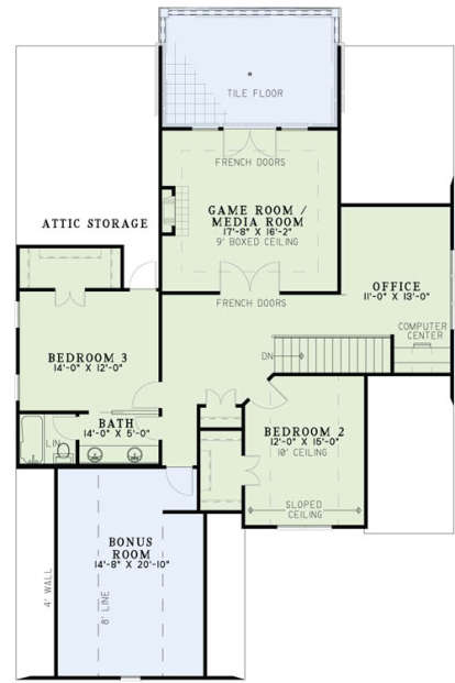 Upper Floor Plan for House Plan #110-01032