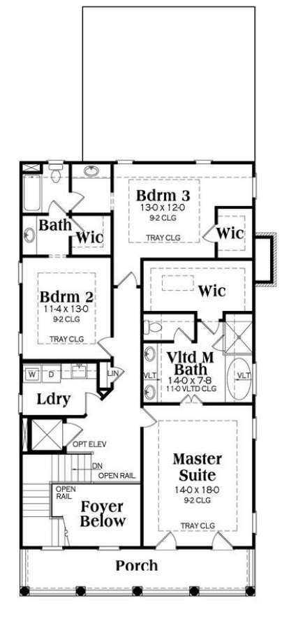 Upper Floor Plan for House Plan #009-00260