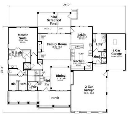 Main Floor Plan for House Plan #009-00261