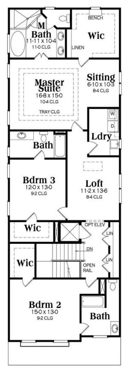 Upper Floor Plan for House Plan #009-00264