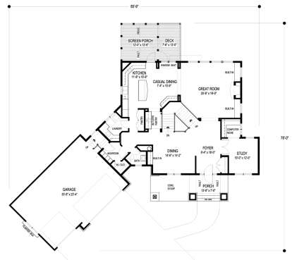 Main Floor Plan for House Plan #036-00215