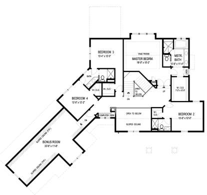 Upper Floor Plan for House Plan #036-00215