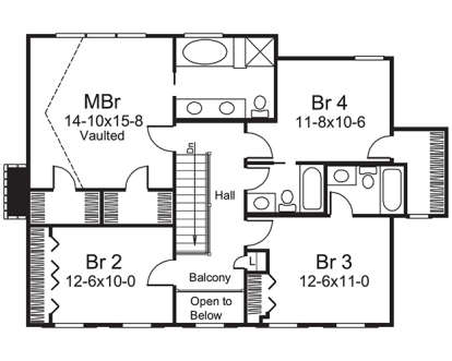 Upper Floor Plan for House Plan #5633-00232